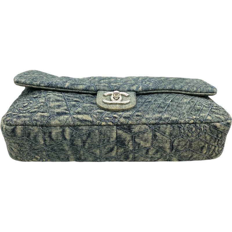 シャネル CHANEL カメリアココマークチェーンショルダー ブルー シルバー金具 デニム/レザー レディース ショルダーバッグ