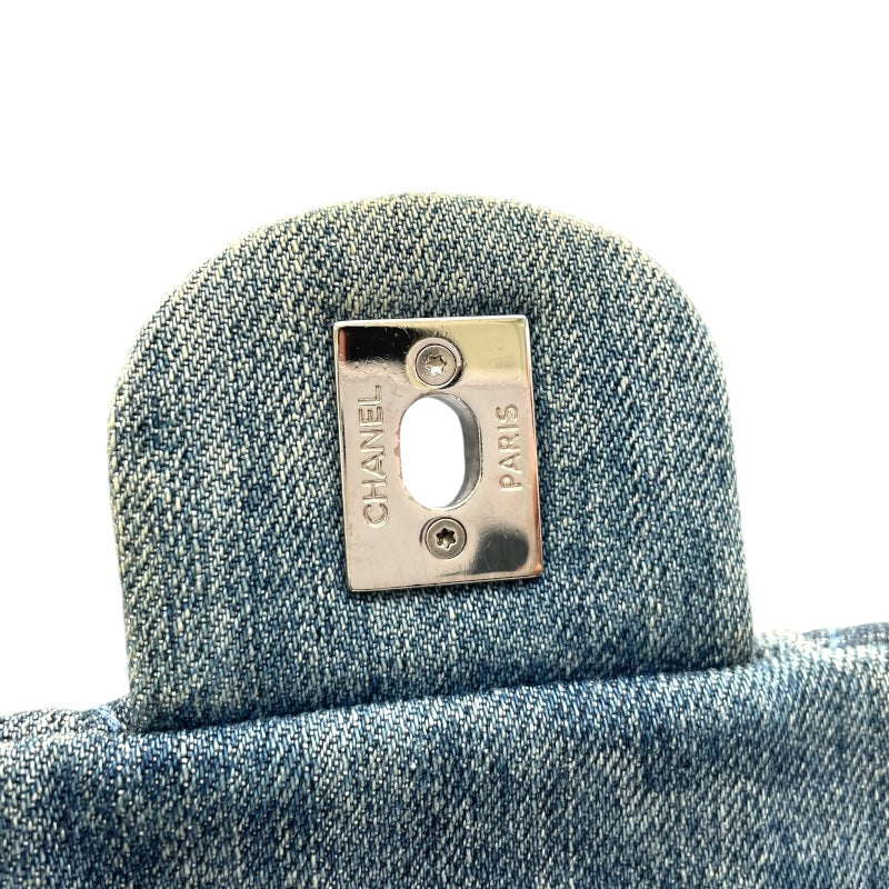 シャネル CHANEL カメリアココマークチェーンショルダー ブルー シルバー金具 デニム/レザー レディース ショルダーバッグ
