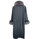 マックスマーラ Max Mara ファー装飾ウールロングコート グレー ウール レディース その他アウター