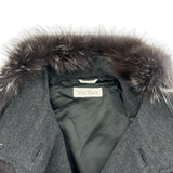 マックスマーラ Max Mara ファー装飾ウールロングコート グレー ウール レディース その他アウター