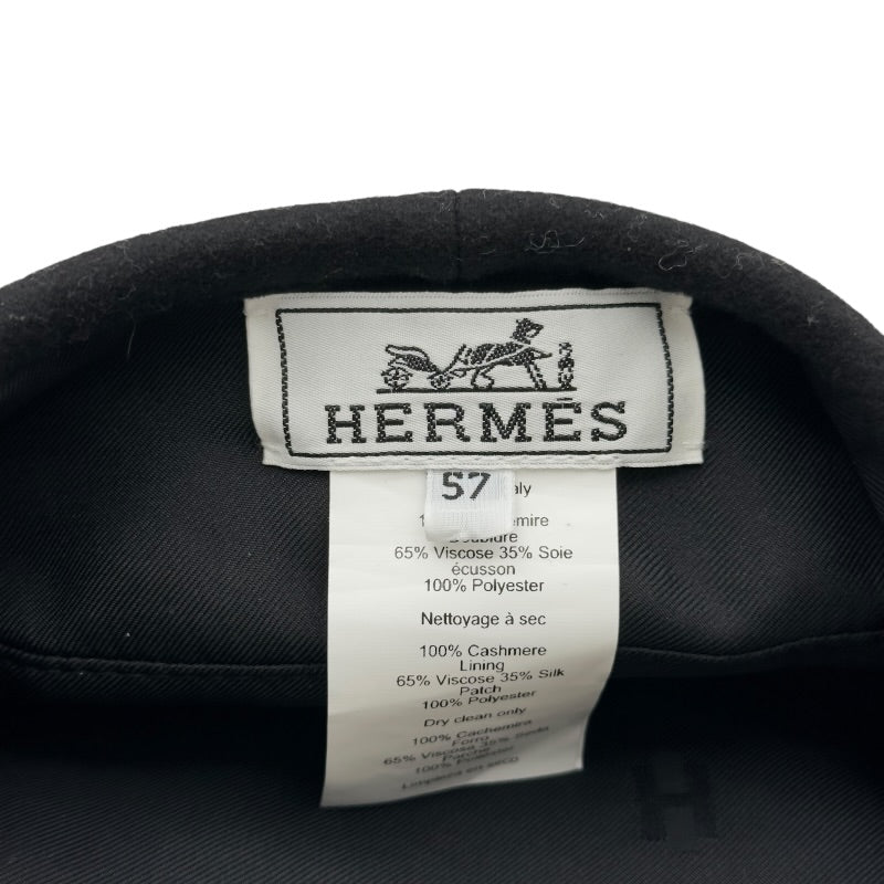 HERMERS エルメス ベレー帽 57 カシミヤ ブラック エルメス HERMES セリエボタンカシミヤベレーキャップ ブラック