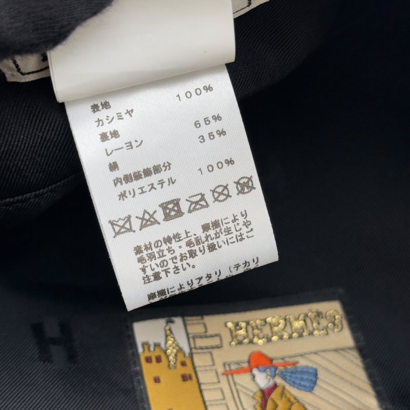 エルメス HERMES セリエボタンカシミヤベレーキャップ ブラック