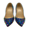 クリスチャン・ルブタン Christian louboutin レインボースタッズパテントヒールパンプス ブルー エナメル レディース パンプス