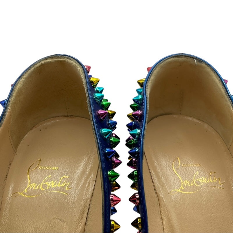 クリスチャンルブタン フラットシューズ 36 スタッズ マルチカラー レインボー クリスチャン・ルブタン Christian louboutin レインボースタッズ