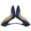 クリスチャン・ルブタン Christian louboutin レインボースタッズパテントヒールパンプス ブルー エナメル レディース パンプス
