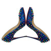 クリスチャン・ルブタン Christian louboutin レインボースタッズパテントヒールパンプス ブルー エナメル レディース パンプス