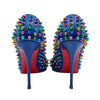 クリスチャン・ルブタン Christian louboutin レインボースタッズパテントヒールパンプス ブルー エナメル レディース パンプス