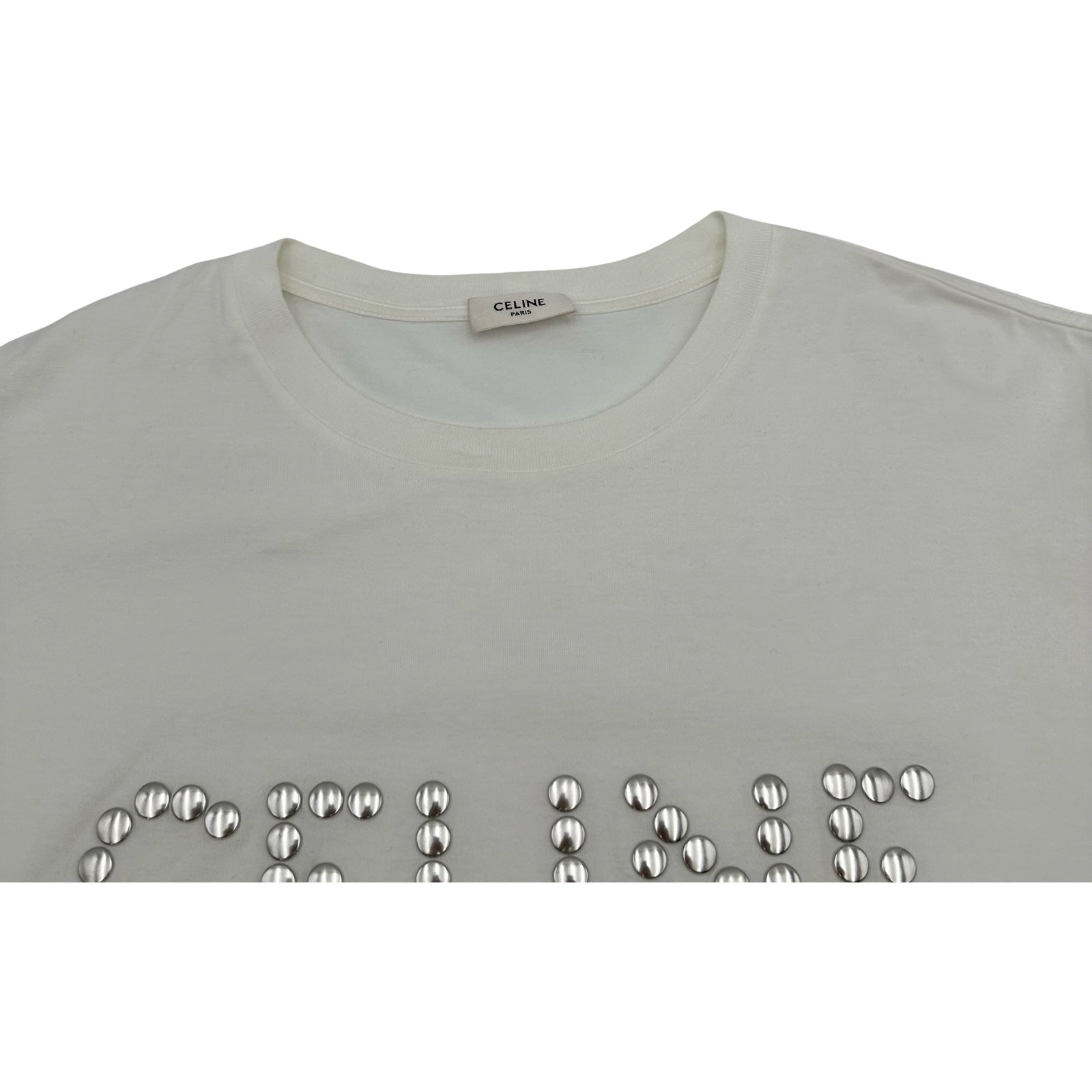 セリーヌ CELINE スタッズロゴ半袖Tシャツ 2X50C671Q ホワイト