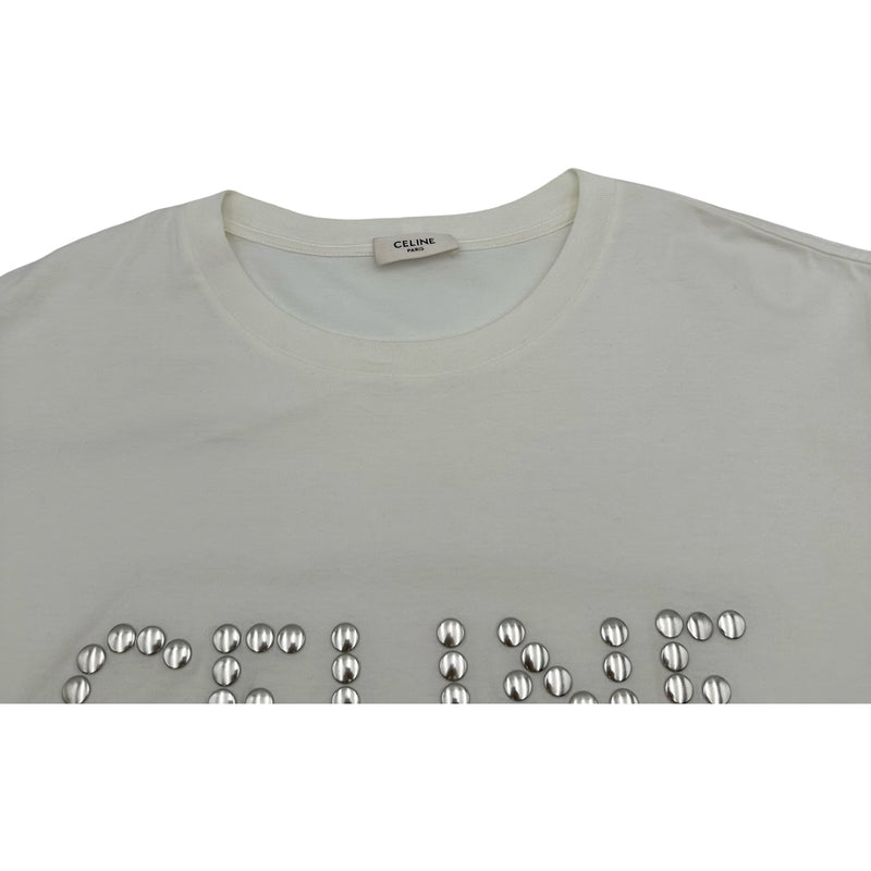 セリーヌ CELINE スタッズロゴ半袖Tシャツ 2X50C671Q ホワイト