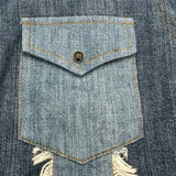 サンローラン SAINT LAURENT パッチワーク長袖デニムシャツ 551352 ブルー デニム メンズ 長袖シャツ
