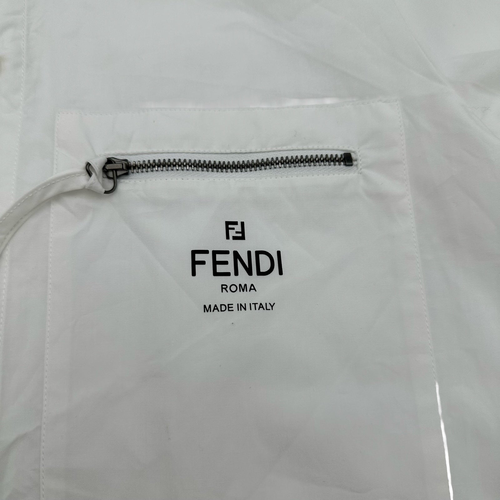 フェンディ FENDI ロゴプリント ポプリンシャツ FS8063 ホワイト