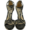 ジミーチュウ JIMMY CHOO レースオープントゥヒールパンプス ブラック レザー レディース パンプス