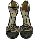 ジミーチュウ JIMMY CHOO レースオープントゥヒールパンプス ブラック レザー レディース パンプス