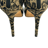 ジミーチュウ JIMMY CHOO レースオープントゥヒールパンプス ブラック レザー レディース パンプス