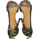 ジミーチュウ JIMMY CHOO レースオープントゥヒールパンプス ブラック レザー レディース パンプス