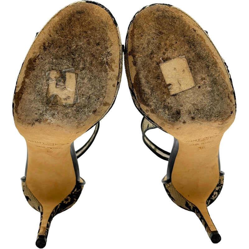 ジミーチュウ JIMMY CHOO レースオープントゥヒールパンプス ブラック