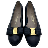 サルヴァトーレ・フェラガモ Salvatore Ferragamo ヴァラリボン レザーパンプス ネイビー レザー レディース パンプス