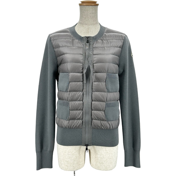 モンクレール MONCLER ダウン切替ジップアップカーディガン グレー