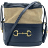 グッチ GUCCI ホースビット 1955 バケットショルダー 602118 ネイビー レザー/キャンバス レディース ショルダーバッグ