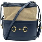 グッチ GUCCI ホースビット 1955 バケットショルダー 602118 ネイビー レザー/キャンバス レディース ショルダーバッグ