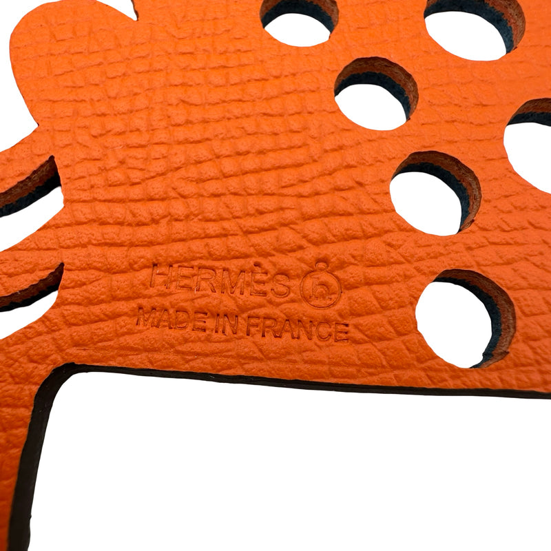 エルメス HERMES プティアッシュ ピーコック オレンジ/ネイビー系 トゴ