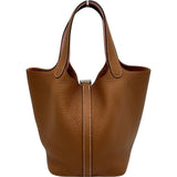 エルメス HERMES ピコタンロックPM エクラ W刻印 ゴールド/サクラ シルバー金具 トリヨン/スイフト レディース ハンドバッグ
