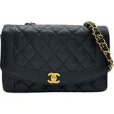 シャネル CHANEL ダイアナ25 A01165 3番台 ブラック ゴールド金具 キャビアスキン レディース ショルダーバッグ