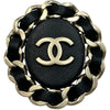 シャネル CHANEL ココマークオーバルブローチ ブラック ゴールド金具 ラムスキン/メタル アクセサリー