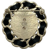 シャネル CHANEL ココマークオーバルブローチ ブラック ゴールド金具 ラムスキン/メタル アクセサリー
