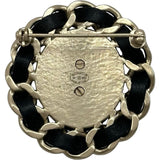 シャネル CHANEL ココマークオーバルブローチ ブラック ゴールド金具 ラムスキン/メタル アクセサリー