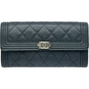 シャネル CHANEL ボーイシャネル ロングフラップウォレット A80286 23番台 ブラック シルバー金具 キャビアスキン レディース 長財布