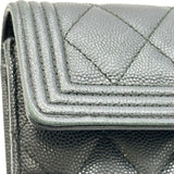 シャネル CHANEL ボーイシャネル ロングフラップウォレット A80286 23番台 ブラック シルバー金具 キャビアスキン レディース 長財布