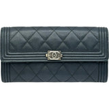 シャネル CHANEL ボーイシャネル ロングフラップウォレット A80286 23番台 ブラック シルバー金具 キャビアスキン レディース 長財布