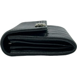 シャネル CHANEL ボーイシャネル ロングフラップウォレット A80286 23番台 ブラック シルバー金具 キャビアスキン レディース 長財布