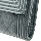 シャネル CHANEL ボーイシャネル ロングフラップウォレット A80286 23番台 ブラック シルバー金具 キャビアスキン レディース 長財布