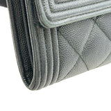 シャネル CHANEL ボーイシャネル ロングフラップウォレット A80286 23番台 ブラック シルバー金具 キャビアスキン レディース 長財布