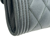 シャネル CHANEL ボーイシャネル ロングフラップウォレット A80286 23番台 ブラック シルバー金具 キャビアスキン レディース 長財布