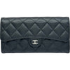シャネル CHANEL マトラッセ クラシック ロングフラップウォレット AP0241 ブラック シルバー金具 キャビアスキン レディース 長財布