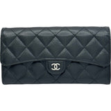 シャネル CHANEL マトラッセ クラシック ロングフラップウォレット AP0241 ブラック シルバー金具 キャビアスキン レディース 長財布