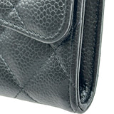 シャネル CHANEL マトラッセ クラシック ロングフラップウォレット AP0241 ブラック シルバー金具 キャビアスキン レディース 長財布