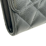 シャネル CHANEL マトラッセ クラシック ロングフラップウォレット AP0241 ブラック シルバー金具 キャビアスキン レディース 長財布
