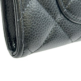 シャネル CHANEL マトラッセ クラシック ロングフラップウォレット AP0241 ブラック シルバー金具 キャビアスキン レディース 長財布