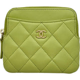 シャネル CHANEL マトラッセジップコインパース AP2061 ライトグリーン ゴールド金具 ラムスキン レディース コインケース