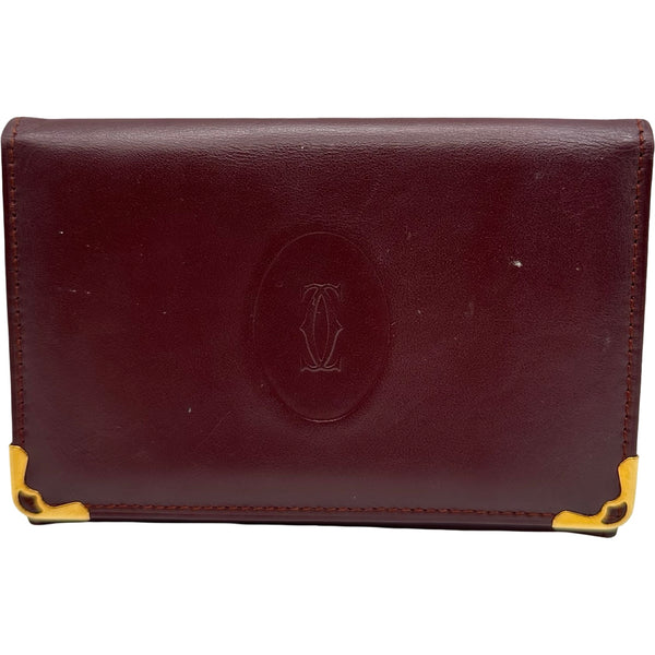 カルティエ Cartier マストラインカードケース ボルドー カーフスキン