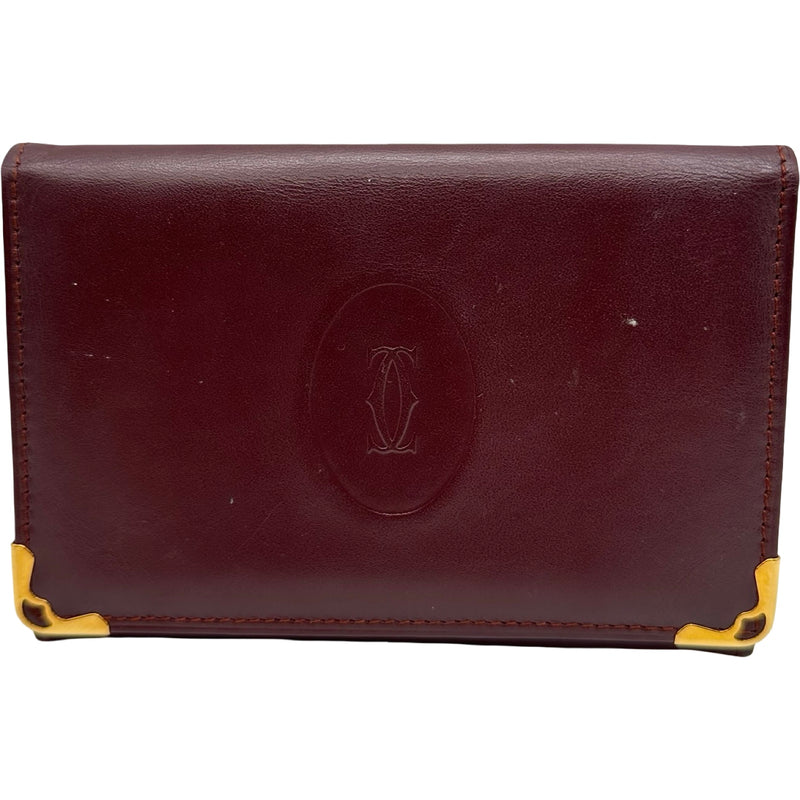 カルティエ Cartier マストラインカードケース ボルドー カーフスキン