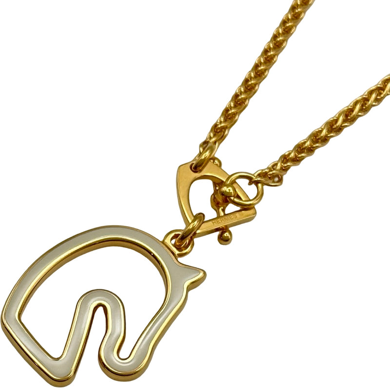 HERMES エルメス　ゴールドカラー チェーンネックレス　0630② エルメス HERMES トネールネックレス アイボリー/ゴールド メタル