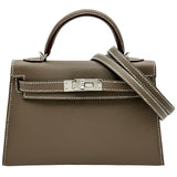 エルメス HERMES ミニケリー2 G刻印 エトゥープ シルバー金具 エプソン レディース ショルダーバッグ
