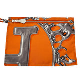 エルメス HERMES シルキーシティPM ▢O刻印 オレンジ/アイボリー シルバー金具 シルク/エバーカラー レディース ショルダーバッグ