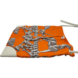 エルメス HERMES シルキーシティPM ▢O刻印 オレンジ/アイボリー シルバー金具 シルク/エバーカラー レディース ショルダーバッグ
