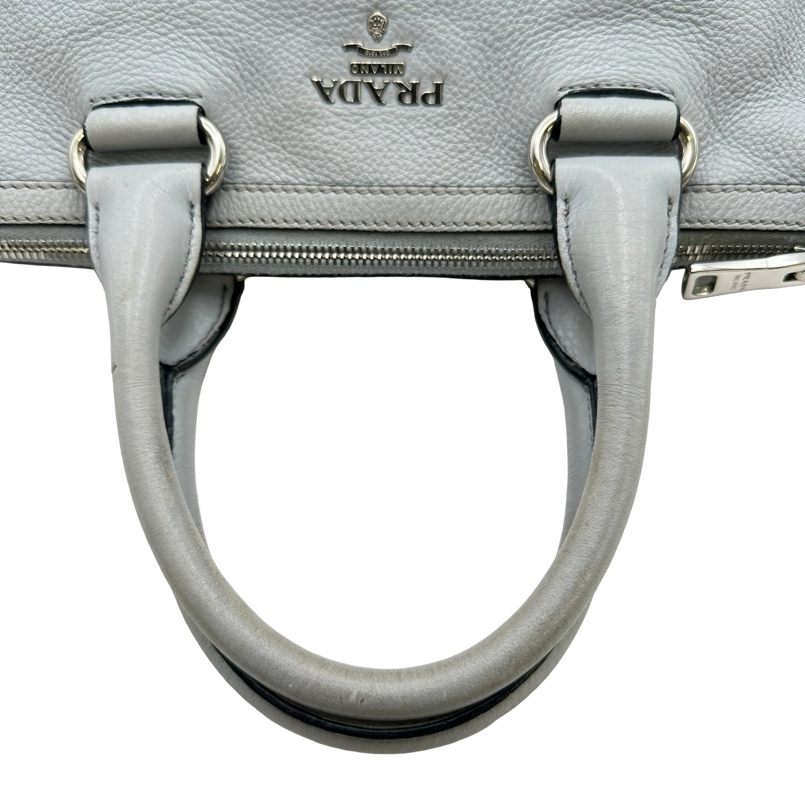 プラダ PRADA ロゴ2WAYバッグ 1BB022 グレー シルバー金具 レザー